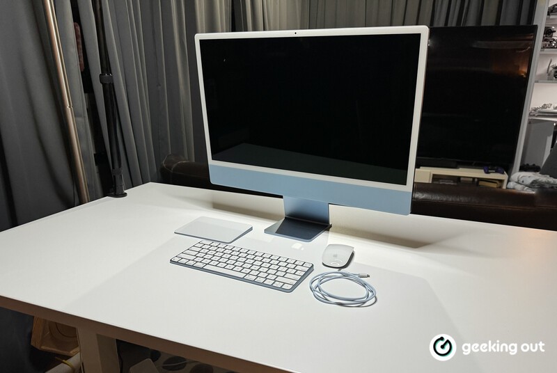 Imac Blue Front Hero White Desk